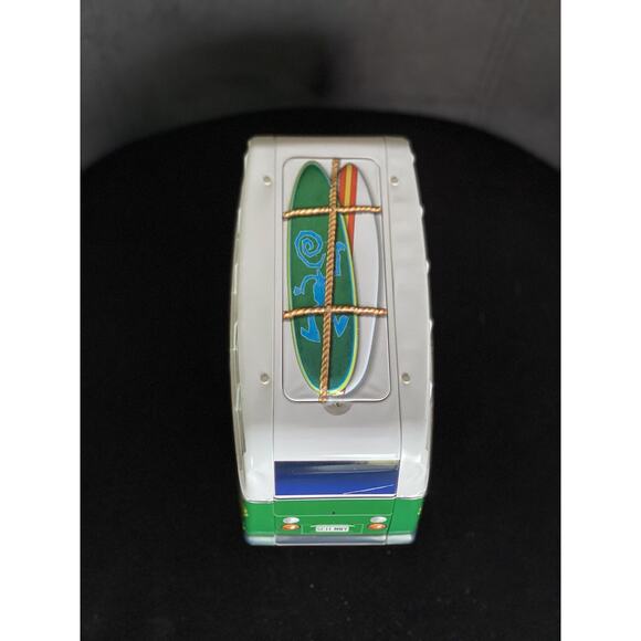 Retro Tin Hippy BW Camper Cookie Jar Biscuit Box Surf VDUB Floral Beach - Picture 5 of 9